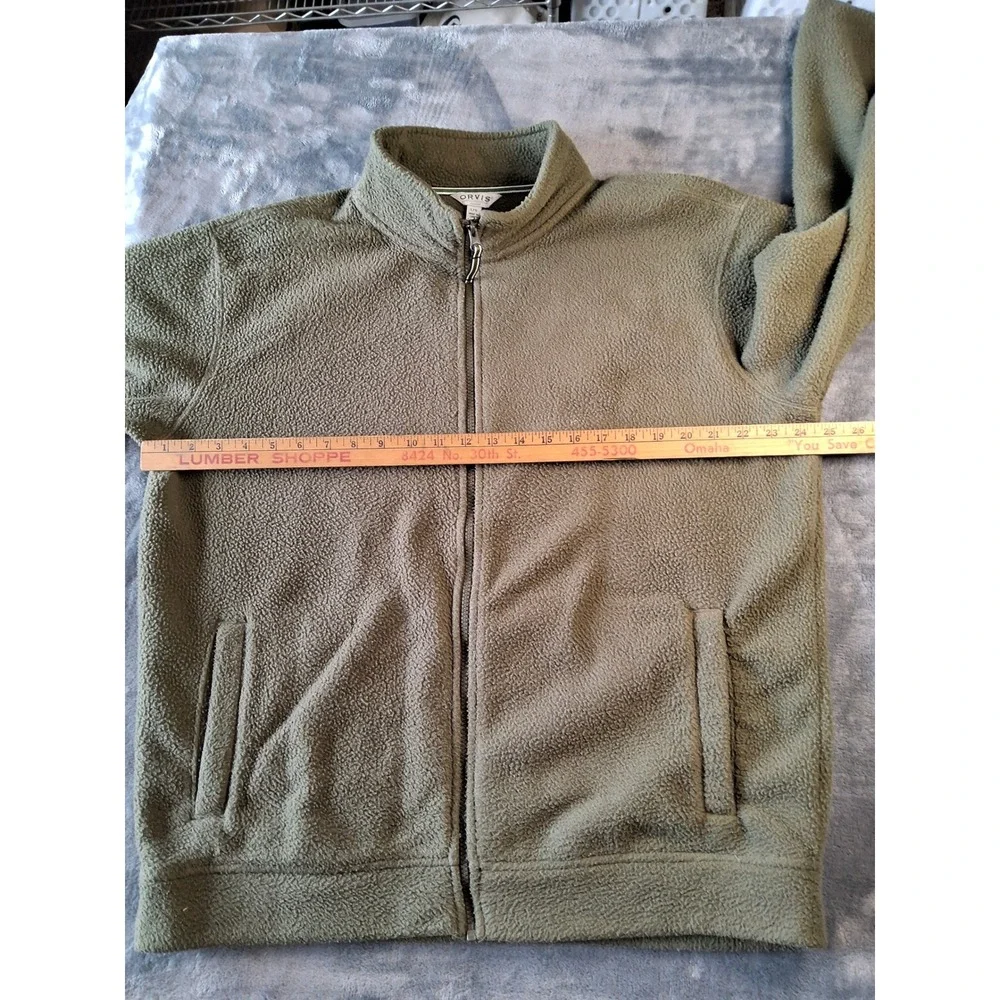 Orvis Mens Full Zip Fleece Jacket Olive Green Large Classic Collection Outdoor